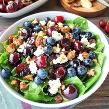 Balsamic Grilled Cherry, Blueberry, Goat Cheese, and Candied Hazelnut Salad