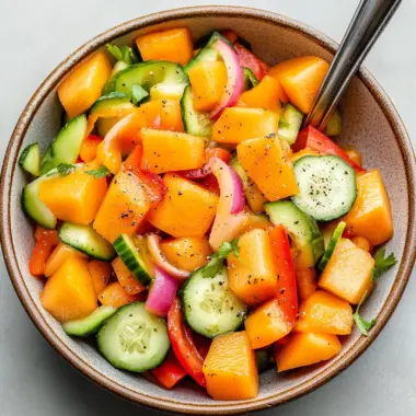 Cantaloupe + Cucumber salad