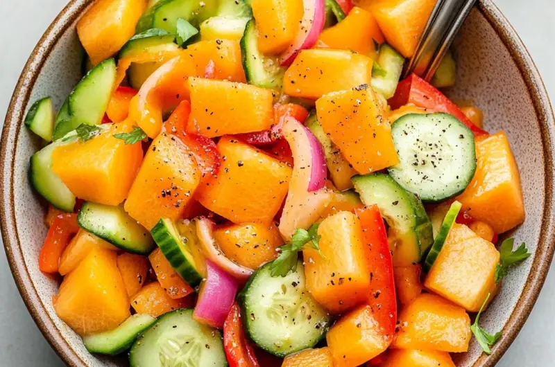 Cantaloupe + Cucumber salad