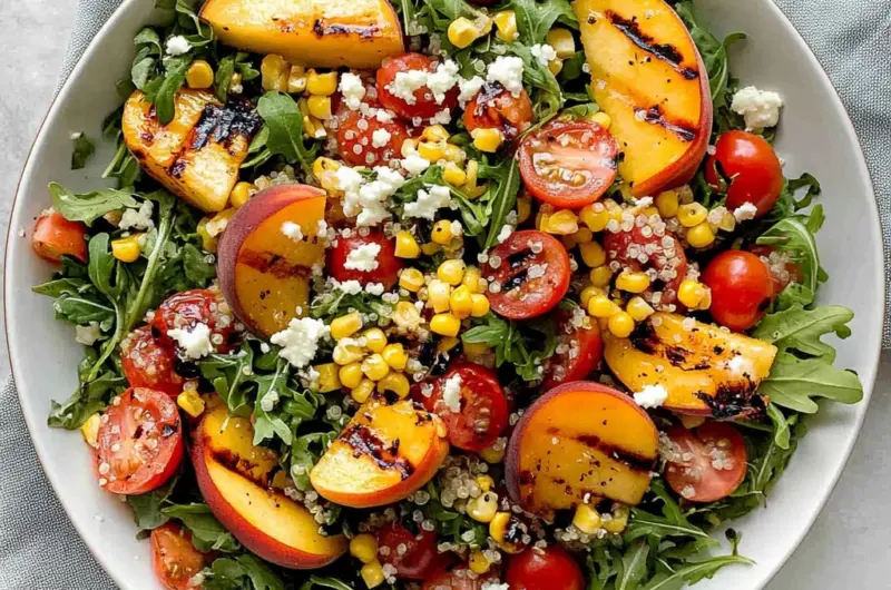 Grilled Peach, Corn and Quinoa Salad