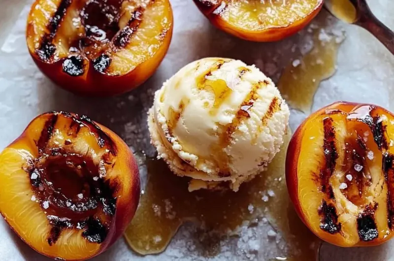 Grilled Peaches with Vanilla Ice Cream
