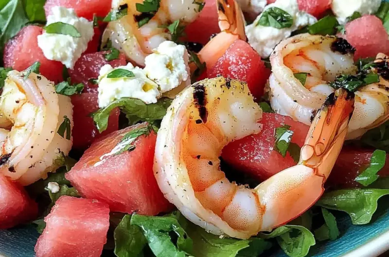 Grilled Shrimp and Watermelon Chopped Salad