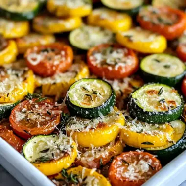 Roasted Garlic-Parmesan Zucchini Squash and Tomatoes Recipe