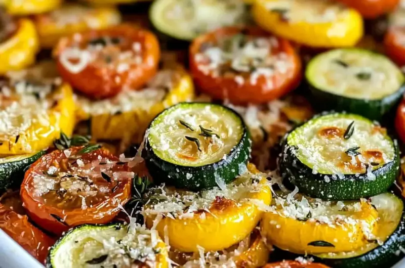 Roasted Garlic-Parmesan Zucchini Squash and Tomatoes Recipe