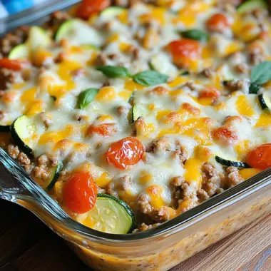 Savory Ground Turkey Zucchini Casserole