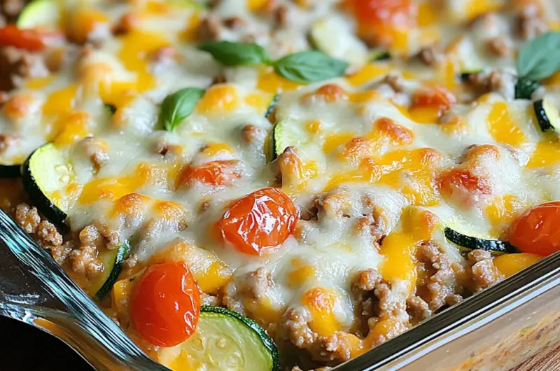 Savory Ground Turkey Zucchini Casserole