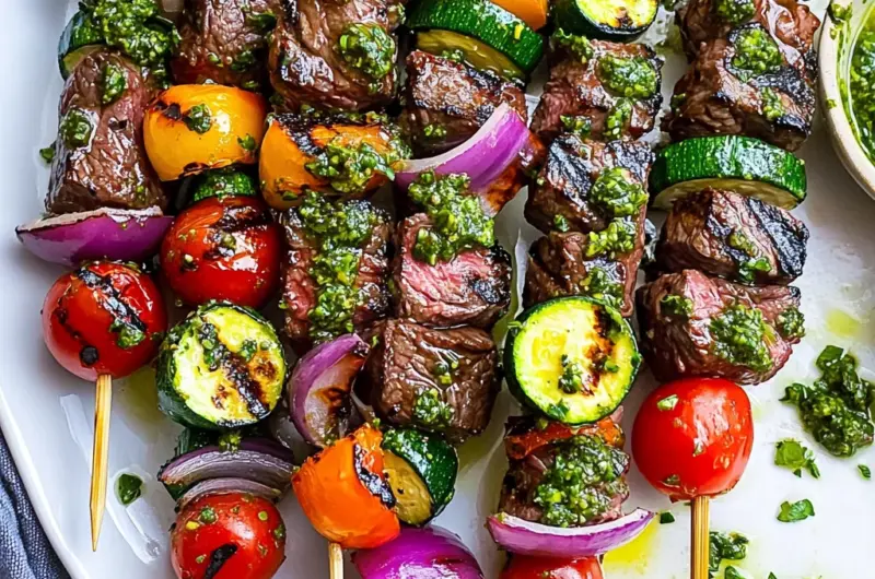 Steak Kebabs with Chimichurri