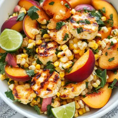 Summer Peach Corn & Halloumi Salad