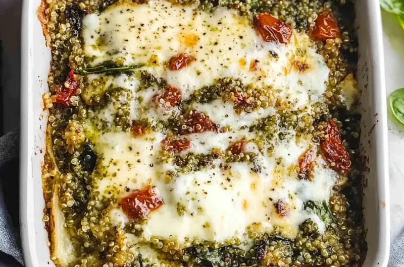 Vegetarian Quinoa Pesto Bake (Dump & Bake Recipe)