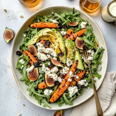 Carrot Arugula Salad with Fig, Goat Cheese & Avocado