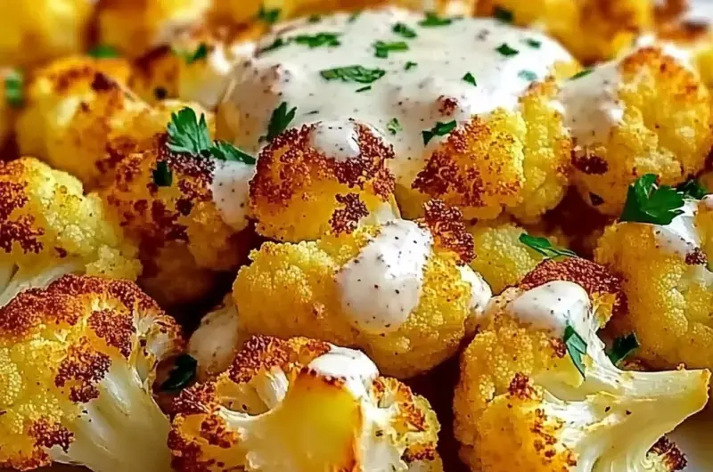 Crispy Baked Cauliflower Bites with Garlic Sauce