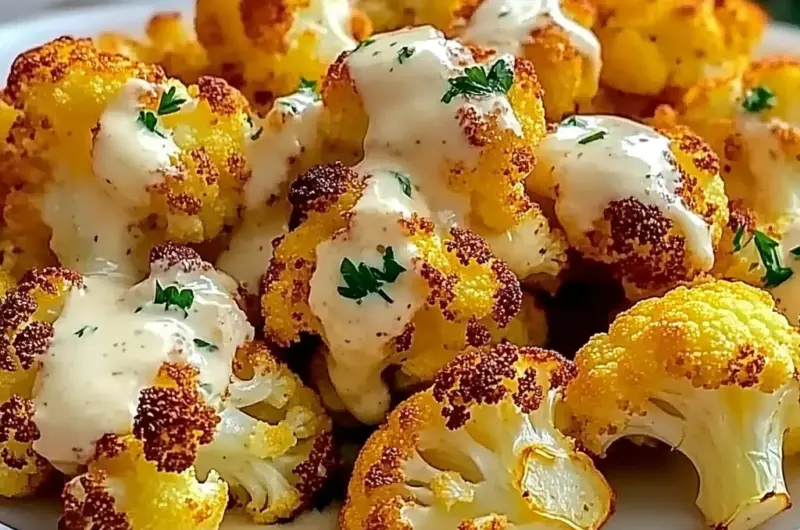 Crispy Baked Cauliflower Bites with Garlic Sauce