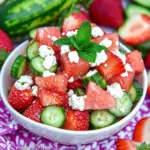 Cucumber Watermelon Strawberry Salad