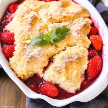 Easy Strawberry Cobbler with Lemon Biscuits