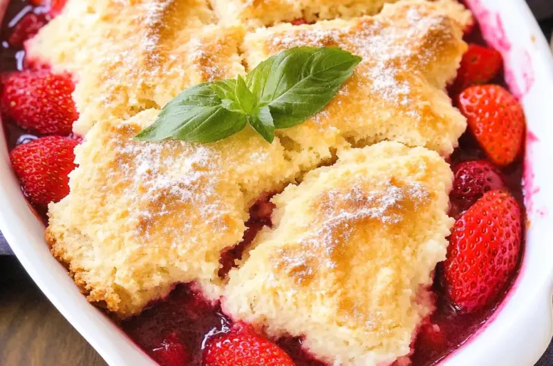Easy Strawberry Cobbler with Lemon Biscuits