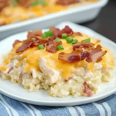 Keto Cauliflower Casserole, Loaded Chicken Bacon Ranch