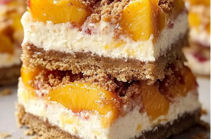 Peaches and Cream Desserts: Irresistible Peach Cobbler Cheesecake Bars for Every Occasion