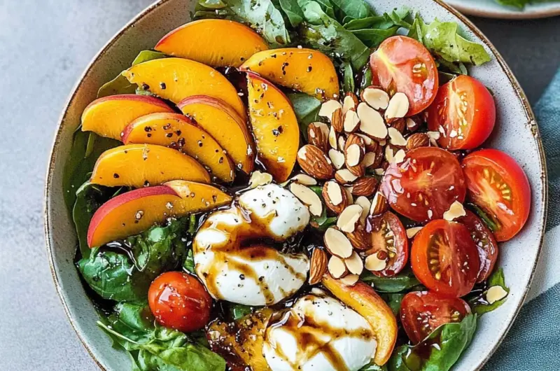 Summer Peach Balsamic Caprese Salad