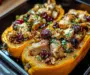 Sweet and Savory Honey Roasted Butternut Squash Stuffed with Chicken