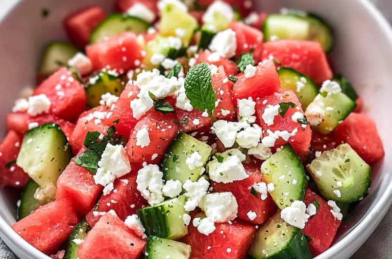 Watermelon Salad with Cucumber and Feta