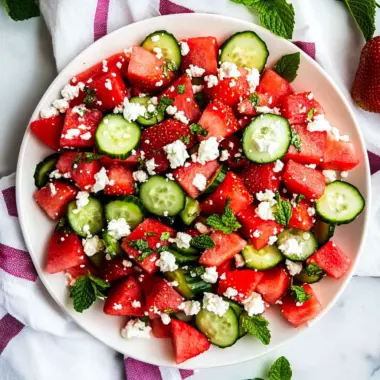 Watermelon Strawberry Cucumber Salad
