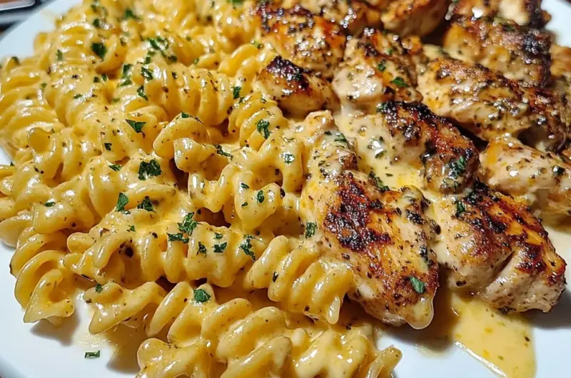 Cheesy Garlic Cajun Chicken Rotini in Velveeta Cream Sauce
