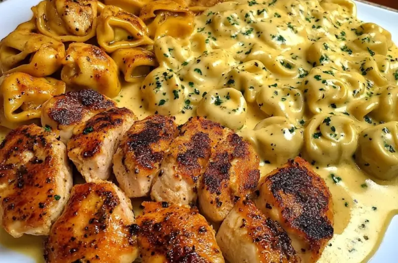 Cheesy Garlic Cajun Chicken Tortellini with Velveeta Cream Sauce