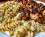 Cheesy Rotini Alfredo with Garlic Chicken Strips
