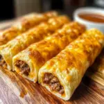 Cheesy Taco Stuffed Breadsticks with Taco Filling