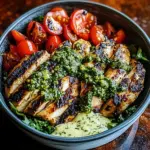 Chimichurri Grilled Chicken Bowl with Garlic Sauce