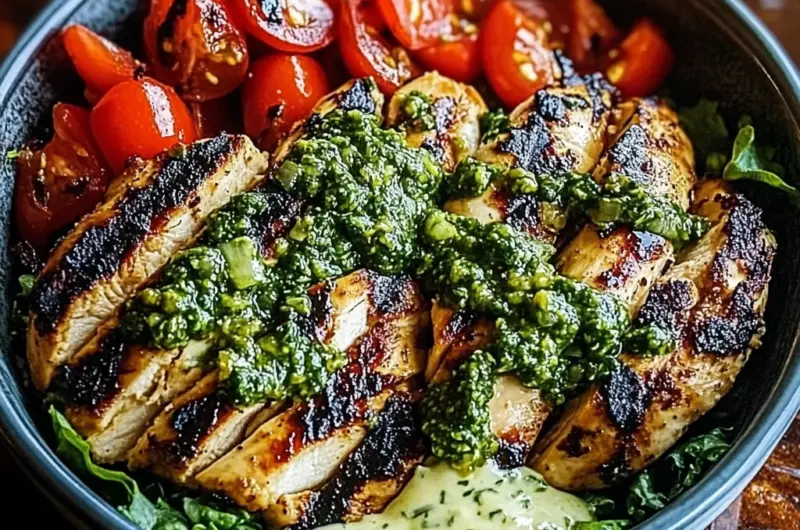 Chimichurri Grilled Chicken Bowl with Garlic Sauce