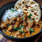 Coconut-Curry Braised Beef with Jasmine Rice & Garlic Naan