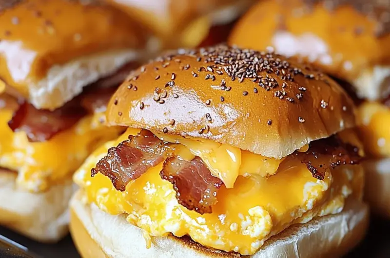 Crack Breakfast Sliders (Turkey Bacon Egg & Cheese)