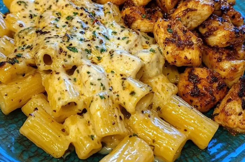 Creamy Cajun Chicken Rigatoni with Garlic Butter Sauce