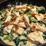 Creamy Chicken Alfredo with Spinach, Bacon, and Broccoli
