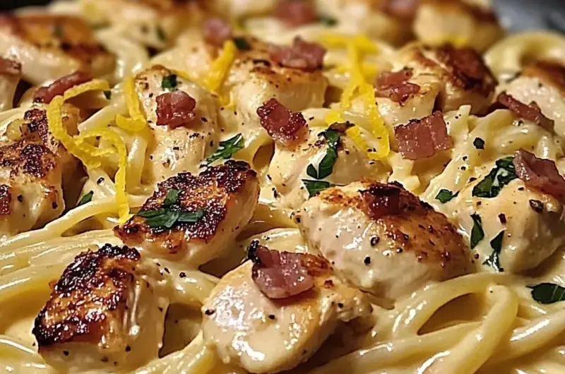 Creamy Chicken Carbonara Skillet