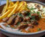 Garlic Butter Beef with Fries and Naan