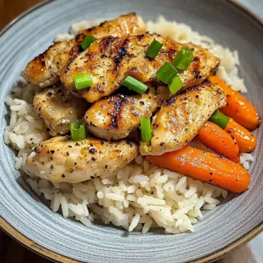 Garlic Butter Chicken Bowl with Roasted Carrots & Rice