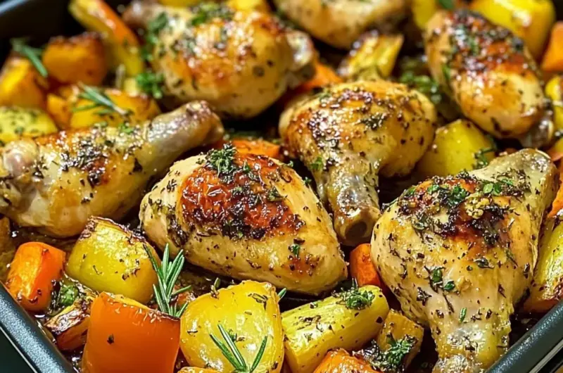 Garlic Herb Chicken Drumsticks with Veggies