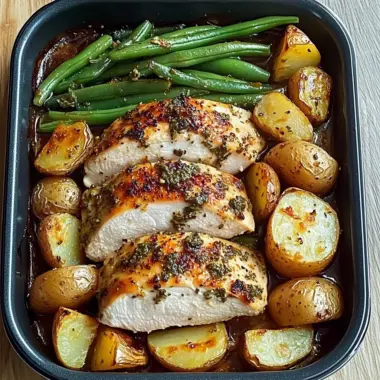 Garlic Herb Chicken with Roasted Potatoes & Green Beans