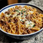 Garlic Parmesan Bowtie Pasta with Creamy Beef