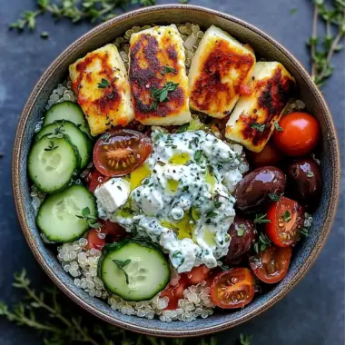 Greek Halloumi Bowls with Tzatziki