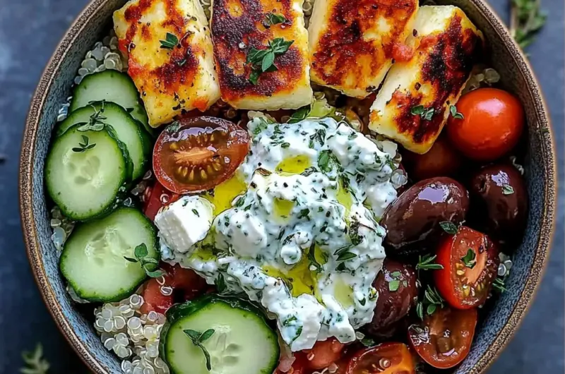 Greek Halloumi Bowls with Tzatziki