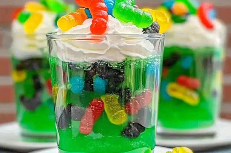 Gummy Worm Jello Cups Recipe