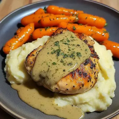 Herb-Cream Chicken with Mashed Potatoes & Glazed Carrots