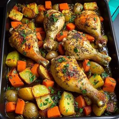 Herb Roasted Chicken Drumsticks with Veggies