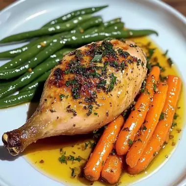 Herb Roasted Chicken with Garlic Green Beans & Glazed Carrots