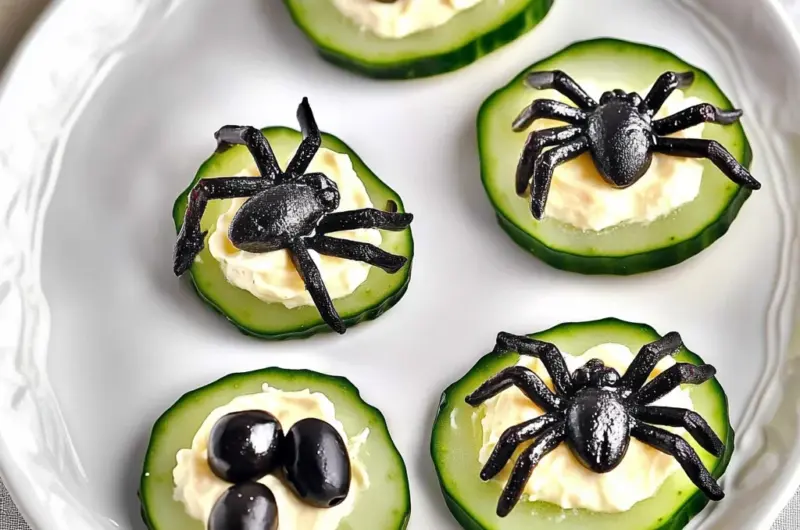 Keto Spider Cucumber Appetizer Bites