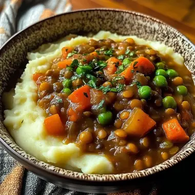 Lentil Stew Over Mashed Potatoes