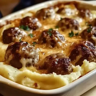 Meatball & Mashed Potato Bake
